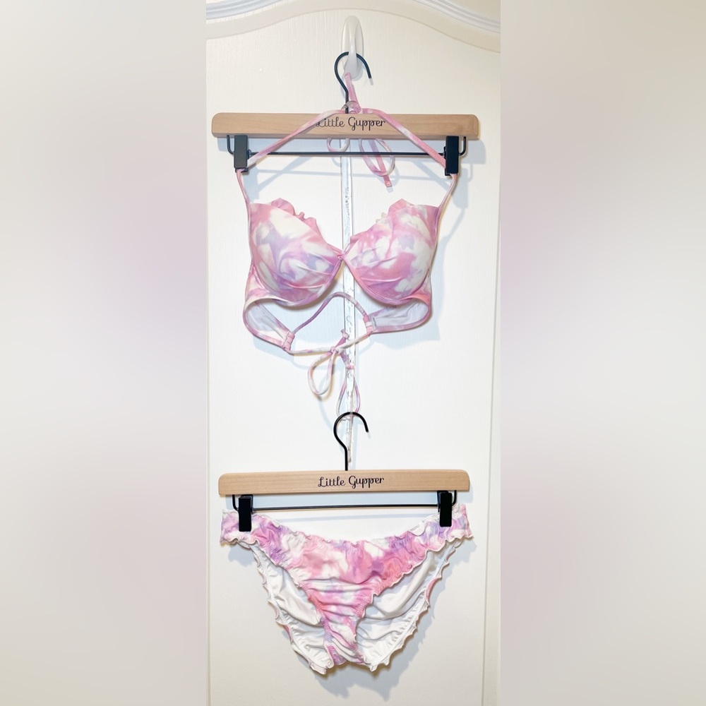 Victoria’s Secret (34B / Medium) Swimsuit, Two Piece Bikini, White/Purpl…